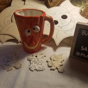 Halloween Wood Craft Set and Pumpkin Mug